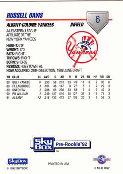 1992 SkyBox Team Sets AA #6 Russ Davis Back