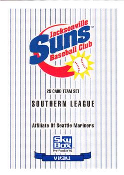 1992 SkyBox Team Sets AA #NNO Jacksonville Suns Checklist Front
