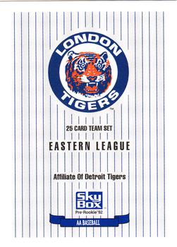 1992 SkyBox Team Sets AA #NNO London Tigers Checklist Front
