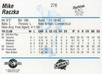 1995 Fleer ProCards #276 Mike Raczka Back