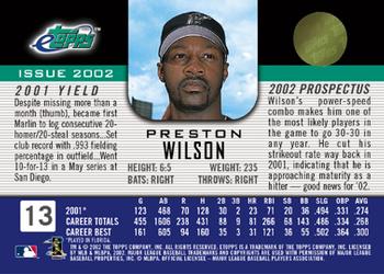 2002 Topps eTopps #13 Preston Wilson Back