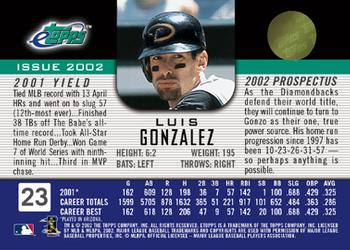 2002 Topps eTopps #23 Luis Gonzalez Back
