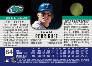 2002 Topps eTopps #64 Ivan Rodriguez Back