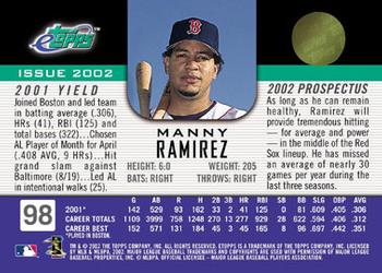 2002 Topps eTopps #98 Manny Ramirez Back