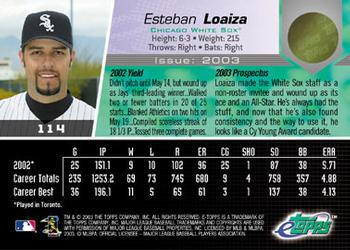 2003 Topps eTopps #114 Esteban Loaiza Back