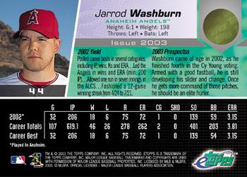 2003 Topps eTopps #44 Jarrod Washburn Back