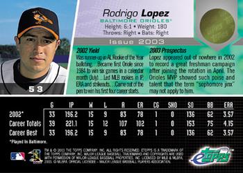 2003 Topps eTopps #53 Rodrigo Lopez Back