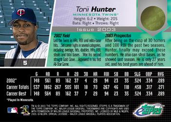 2003 Topps eTopps #5 Torii Hunter Back