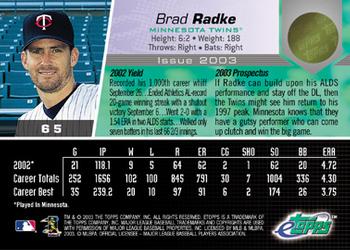2003 Topps eTopps #65 Brad Radke Back
