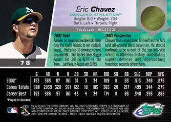 2003 Topps eTopps #78 Eric Chavez Back
