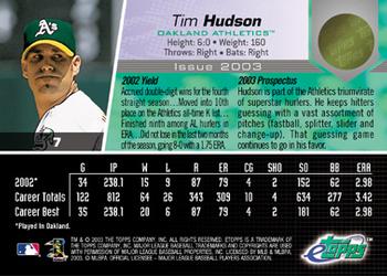 2003 Topps eTopps #7 Tim Hudson Back