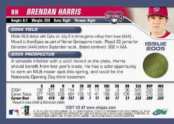 2005 Topps eTopps #181 Brendan Harris Back
