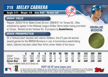 2005 Topps eTopps #219 Melky Cabrera Back