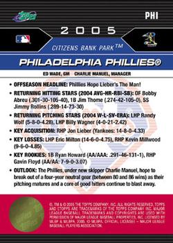 2005 Topps eTopps #21 Philadelphia Phillies Back