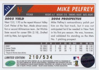 2006 Topps eTopps #115 Mike Pelfrey Back