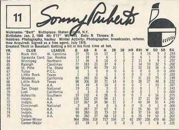 1976 Indianapolis Indians #11 Sonny Ruberto Back