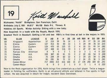 1976 Indianapolis Indians #19 Keith Marshall Back