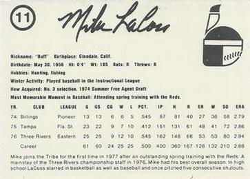 1977 Indianapolis Indians #11 Mike LaCoss Back