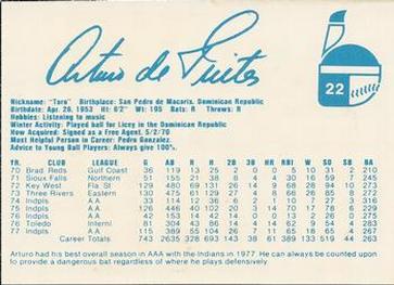 1978 Indianapolis Indians #22 Arturo Defreites Back