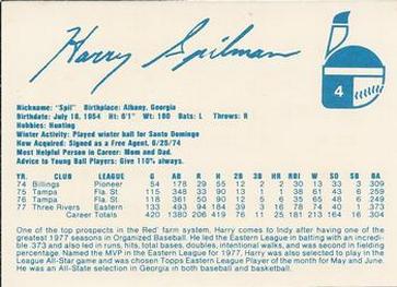1978 Indianapolis Indians #4 Harry Spilman Back