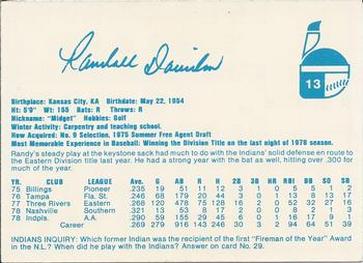 1979 Indianapolis Indians #13 Randy Davidson Back