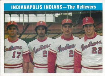 1979 Indianapolis Indians #23 Relievers (George Cappuzzello / Manny Sarmiento / Doug Corbett / Geoff Combe) Front
