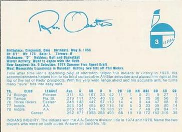 1979 Indianapolis Indians #3 Ron Oester Back