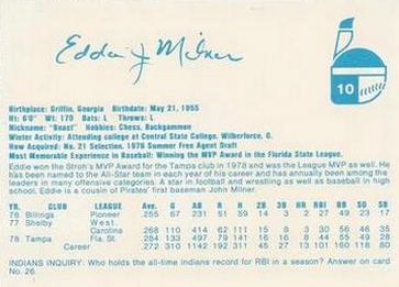 1979 Indianapolis Indians #10 Eddie Milner Back