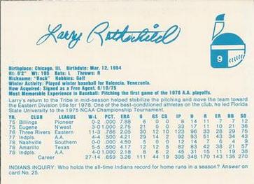 1979 Indianapolis Indians #9 Larry Rothschild Back