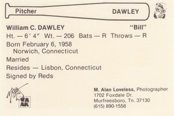 1979 Nashville Sounds #NNO Bill Dawley Back