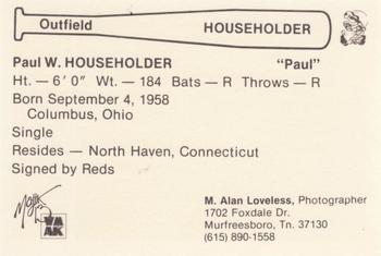 1979 Nashville Sounds #NNO Paul Householder Back
