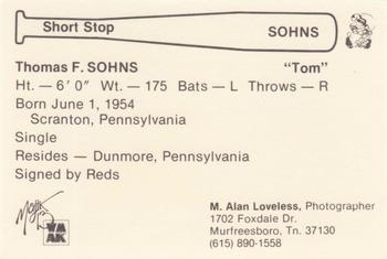 1979 Nashville Sounds #NNO Tom Sohns Back