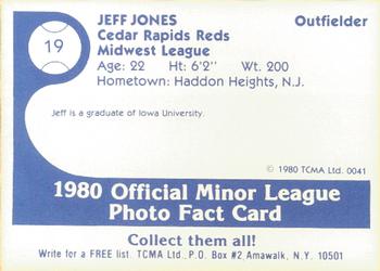 1980 TCMA Cedar Rapids Reds #19 Jeff Jones Back
