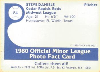 1980 TCMA Cedar Rapids Reds #24 Steve Daniels Back