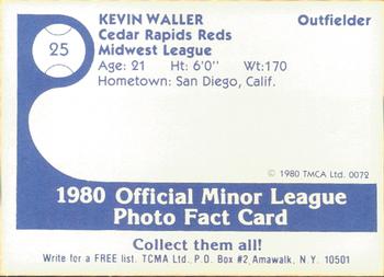 1980 TCMA Cedar Rapids Reds #25 Kevin Waller Back