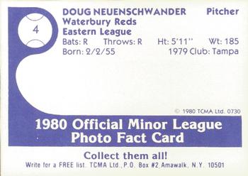 1980 TCMA Waterbury Reds #4 Doug Neuenschwander Back