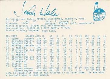 1980 Indianapolis Indians #6 John Hale Back