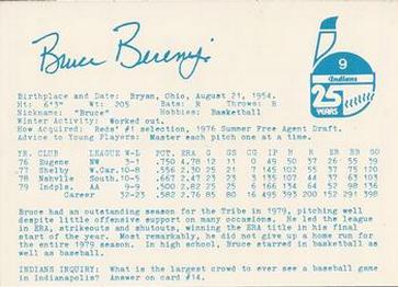 1980 Indianapolis Indians #9 Bruce Berenyi Back