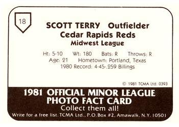 1981 TCMA Cedar Rapids Reds #18 Scott Terry Back