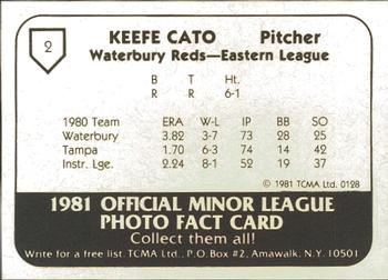 1981 TCMA Waterbury Reds #2 Keefe Cato Back