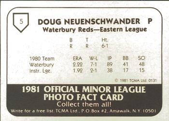 1981 TCMA Waterbury Reds #5 Doug Neuenschwander Back