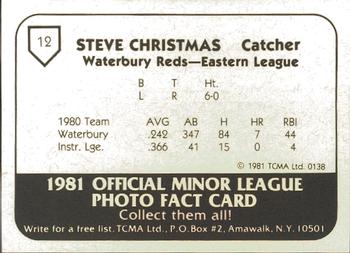 1981 TCMA Waterbury Reds #12 Steve Christmas Back