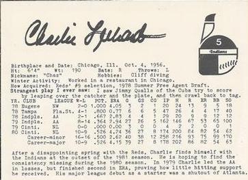 1981 Indianapolis Indians #5 Charlie Leibrandt Back