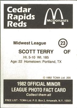 1982 TCMA Cedar Rapids Reds #23 Scott Terry Back