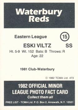1982 TCMA Waterbury Reds #15 Eski Viltz Back