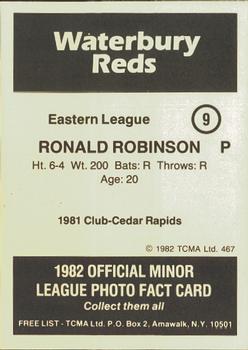 1982 TCMA Waterbury Reds #9 Ron Robinson Back