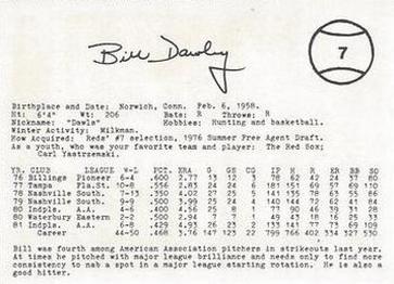 1982 Indianapolis Indians #7 Bill Dawley Back