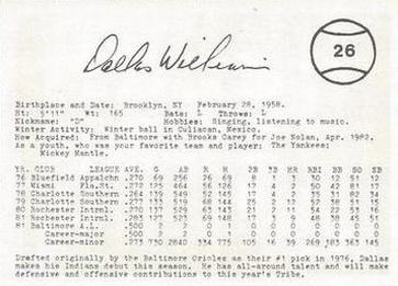 1982 Indianapolis Indians #26 Dallas Williams Back