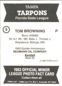 1983 TCMA Tampa Tarpons #5 Tom Browning Back