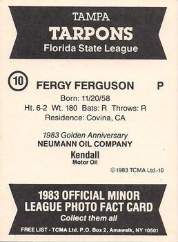 1983 TCMA Tampa Tarpons #10 Fergy Ferguson Back